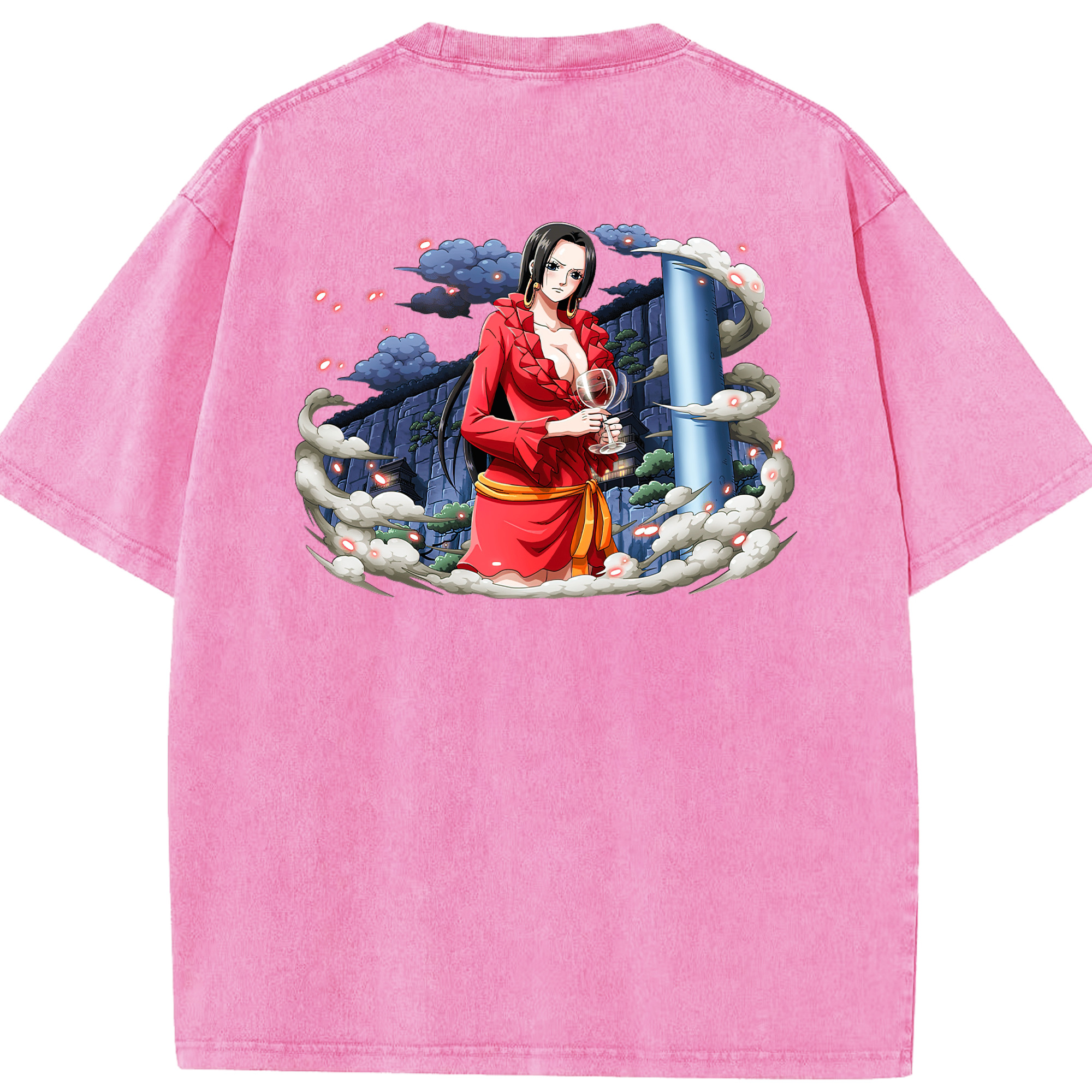ワンピース ボア・ハンコック ONE PIECE Boa·Hancock 綿100% ヴィンテージ風 半袖Tシャツ（背面プリント）